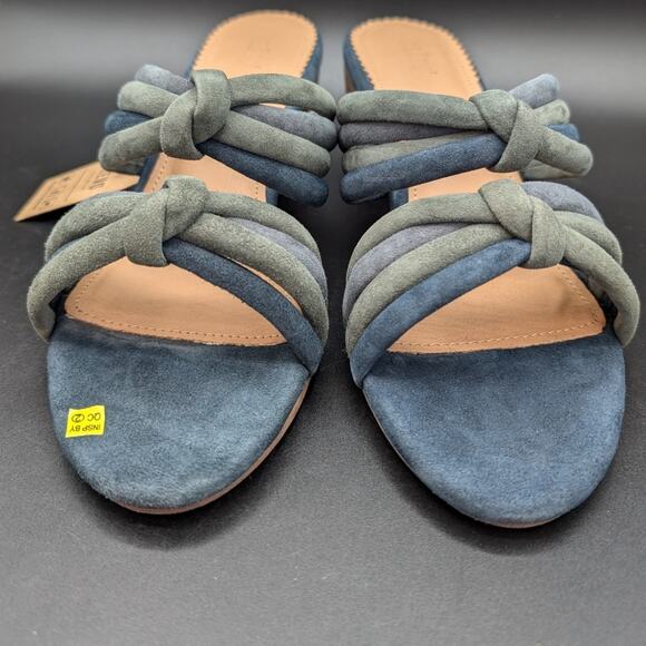 Crevo Sandals Womens 11 Dusty Blue Leather Chunky heel Slip on Shoes Boho Rubie - Picture 4 of 11